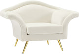 Lips Velvet / Engineered Wood / Metal / Foam Contemporary Cream Velvet Chair - 53" W x 34" D x 35" H