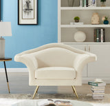 Lips Velvet / Engineered Wood / Metal / Foam Contemporary Cream Velvet Chair - 53" W x 34" D x 35" H