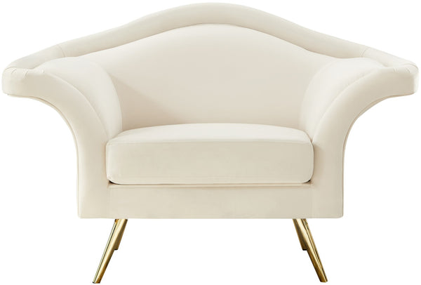 Lips Velvet / Engineered Wood / Metal / Foam Contemporary Cream Velvet Chair - 53" W x 34" D x 35" H