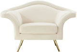 Lips Velvet / Engineered Wood / Metal / Foam Contemporary Cream Velvet Chair - 53" W x 34" D x 35" H