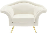 Lips Velvet / Engineered Wood / Metal / Foam Contemporary Cream Velvet Chair - 53" W x 34" D x 35" H