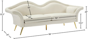 Lips Velvet / Engineered Wood / Metal / Foam Contemporary Cream Velvet Sofa - 98" W x 34" D x 35.5" H