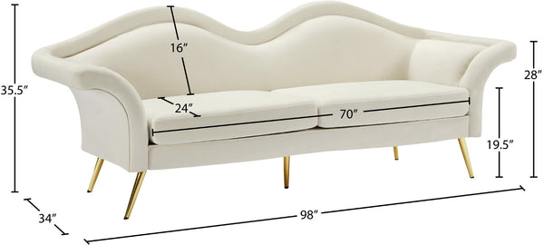 Lips Velvet / Engineered Wood / Metal / Foam Contemporary Cream Velvet Sofa - 98" W x 34" D x 35.5" H