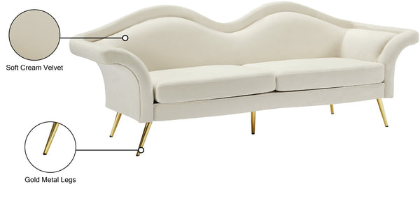 Lips Velvet / Engineered Wood / Metal / Foam Contemporary Cream Velvet Sofa - 98" W x 34" D x 35.5" H