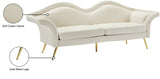 Lips Velvet / Engineered Wood / Metal / Foam Contemporary Cream Velvet Sofa - 98" W x 34" D x 35.5" H