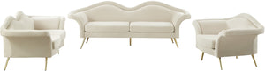 Lips Velvet / Engineered Wood / Metal / Foam Contemporary Cream Velvet Sofa - 98" W x 34" D x 35.5" H