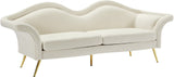 Lips Velvet / Engineered Wood / Metal / Foam Contemporary Cream Velvet Sofa - 98" W x 34" D x 35.5" H