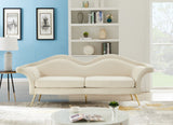 Lips Velvet / Engineered Wood / Metal / Foam Contemporary Cream Velvet Sofa - 98" W x 34" D x 35.5" H