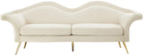 Lips Velvet / Engineered Wood / Metal / Foam Contemporary Cream Velvet Sofa - 98" W x 34" D x 35.5" H