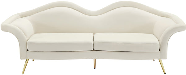 Lips Velvet / Engineered Wood / Metal / Foam Contemporary Cream Velvet Sofa - 98" W x 34" D x 35.5" H
