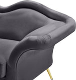 Lips Velvet / Engineered Wood / Metal / Foam Contemporary Grey Velvet Chair - 53" W x 34" D x 35" H