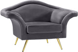 Lips Velvet / Engineered Wood / Metal / Foam Contemporary Grey Velvet Chair - 53" W x 34" D x 35" H