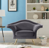 Lips Velvet / Engineered Wood / Metal / Foam Contemporary Grey Velvet Chair - 53" W x 34" D x 35" H