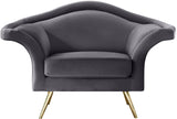 Lips Velvet / Engineered Wood / Metal / Foam Contemporary Grey Velvet Chair - 53" W x 34" D x 35" H