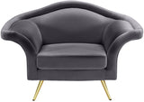 Lips Velvet / Engineered Wood / Metal / Foam Contemporary Grey Velvet Chair - 53" W x 34" D x 35" H