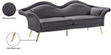 Lips Velvet / Engineered Wood / Metal / Foam Contemporary Grey Velvet Sofa - 98" W x 34" D x 35.5" H