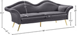 Lips Velvet / Engineered Wood / Metal / Foam Contemporary Grey Velvet Sofa - 98" W x 34" D x 35.5" H