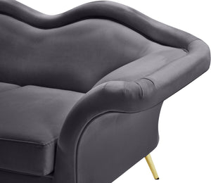 Lips Velvet / Engineered Wood / Metal / Foam Contemporary Grey Velvet Sofa - 98" W x 34" D x 35.5" H