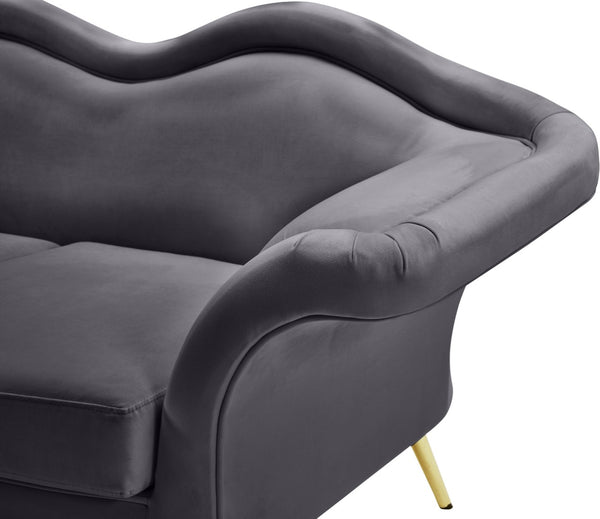 Lips Velvet / Engineered Wood / Metal / Foam Contemporary Grey Velvet Sofa - 98" W x 34" D x 35.5" H