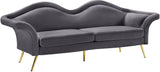 Lips Velvet / Engineered Wood / Metal / Foam Contemporary Grey Velvet Sofa - 98" W x 34" D x 35.5" H