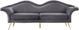 Lips Velvet / Engineered Wood / Metal / Foam Contemporary Grey Velvet Sofa - 98" W x 34" D x 35.5" H