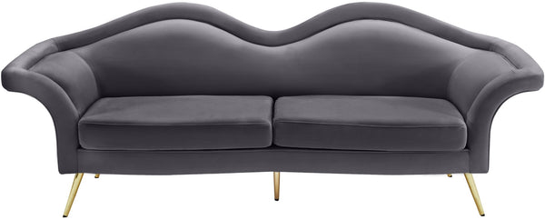 Lips Velvet / Engineered Wood / Metal / Foam Contemporary Grey Velvet Sofa - 98" W x 34" D x 35.5" H