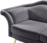 Lips Velvet / Engineered Wood / Metal / Foam Contemporary Grey Velvet Sofa - 98" W x 34" D x 35.5" H