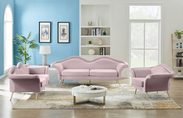 Lips Velvet / Engineered Wood / Metal / Foam Contemporary Pink Velvet Sofa - 98" W x 34" D x 35.5" H