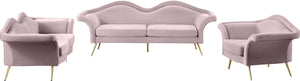 Lips Velvet / Engineered Wood / Metal / Foam Contemporary Pink Velvet Sofa - 98" W x 34" D x 35.5" H