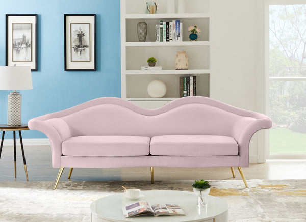 Lips Velvet / Engineered Wood / Metal / Foam Contemporary Pink Velvet Sofa - 98" W x 34" D x 35.5" H