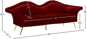 Lips Velvet / Engineered Wood / Metal / Foam Contemporary Red Velvet Sofa - 98" W x 34" D x 35.5" H