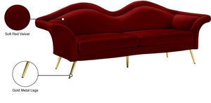 Lips Velvet / Engineered Wood / Metal / Foam Contemporary Red Velvet Sofa - 98" W x 34" D x 35.5" H