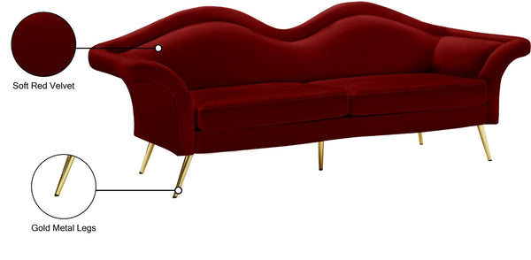 Lips Velvet / Engineered Wood / Metal / Foam Contemporary Red Velvet Sofa - 98" W x 34" D x 35.5" H