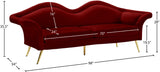 Lips Velvet / Engineered Wood / Metal / Foam Contemporary Red Velvet Sofa - 98" W x 34" D x 35.5" H