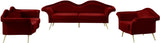 Lips Velvet / Engineered Wood / Metal / Foam Contemporary Red Velvet Sofa - 98" W x 34" D x 35.5" H