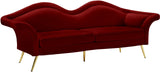 Lips Velvet / Engineered Wood / Metal / Foam Contemporary Red Velvet Sofa - 98" W x 34" D x 35.5" H