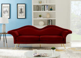 Lips Velvet / Engineered Wood / Metal / Foam Contemporary Red Velvet Sofa - 98" W x 34" D x 35.5" H