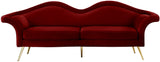 Lips Velvet / Engineered Wood / Metal / Foam Contemporary Red Velvet Sofa - 98" W x 34" D x 35.5" H