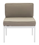 English Elm EE2972 100% Olefin, Aluminum Modern Commercial Grade Middle Chair Set - Set of 2 Taupe, White 100% Olefin, Aluminum