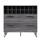 Amelia Mid Century Sonoma Grey Oak Finished Faux Wood Wine and Bar Cabinet