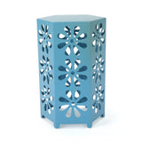 Giselle Indoor 14 Inch Matte Blue Iron Floral Side Table