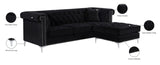 Damian Velvet / Engineered Wood / Metal / Foam Contemporary Black Velvet 2pc. Reversible Sectional - 93" W x 67" D x 32" H