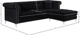 Damian Velvet / Engineered Wood / Metal / Foam Contemporary Black Velvet 2pc. Reversible Sectional - 93" W x 67" D x 32" H