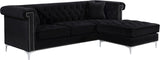 Damian Velvet / Engineered Wood / Metal / Foam Contemporary Black Velvet 2pc. Reversible Sectional - 93" W x 67" D x 32" H