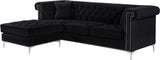 Damian Velvet / Engineered Wood / Metal / Foam Contemporary Black Velvet 2pc. Reversible Sectional - 93" W x 67" D x 32" H