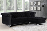 Damian Velvet / Engineered Wood / Metal / Foam Contemporary Black Velvet 2pc. Reversible Sectional - 93" W x 67" D x 32" H