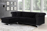 Damian Velvet / Engineered Wood / Metal / Foam Contemporary Black Velvet 2pc. Reversible Sectional - 93" W x 67" D x 32" H