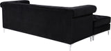 Damian Velvet / Engineered Wood / Metal / Foam Contemporary Black Velvet 2pc. Reversible Sectional - 93" W x 67" D x 32" H