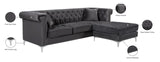 Damian Velvet / Engineered Wood / Metal / Foam Contemporary Grey Velvet 2pc. Reversible Sectional - 93" W x 67" D x 32" H