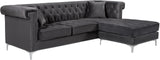 Damian Velvet / Engineered Wood / Metal / Foam Contemporary Grey Velvet 2pc. Reversible Sectional - 93" W x 67" D x 32" H